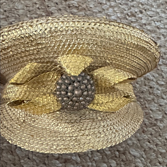 Rare Vintage gold military Eric Javits straw Hat main image 8
